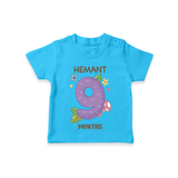 Memorialize your little one's Ninth month with a personalized kids T-shirts - SKY BLUE - 0 - 5 Months Old (Chest 17")