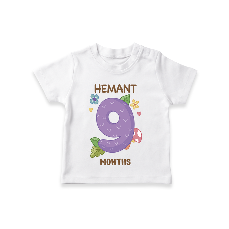 Memorialize your little one's Ninth month with a personalized kids T-shirts - WHITE - 0 - 5 Months Old (Chest 17")