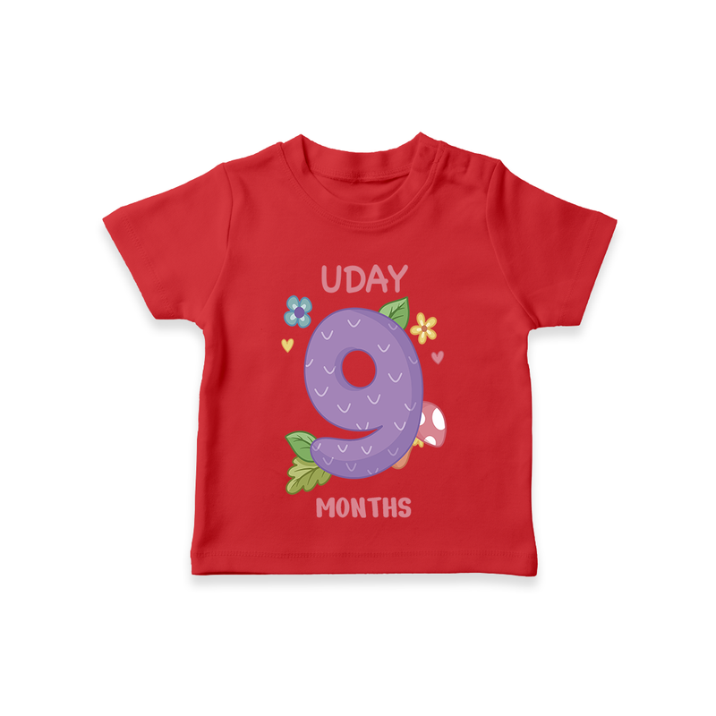 Memorialize your little one's Ninth month with a personalized kids T-shirts - RED - 0 - 5 Months Old (Chest 17")