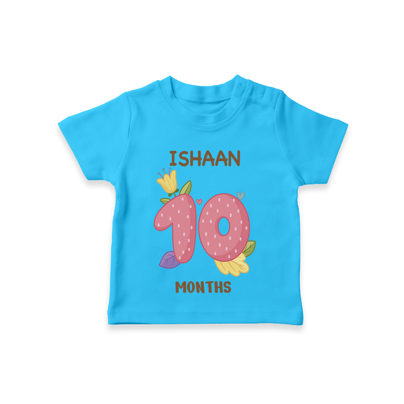 Memorialize your little one's Tenth month with a personalized kids T-shirts - SKY BLUE - 0 - 5 Months Old (Chest 17")