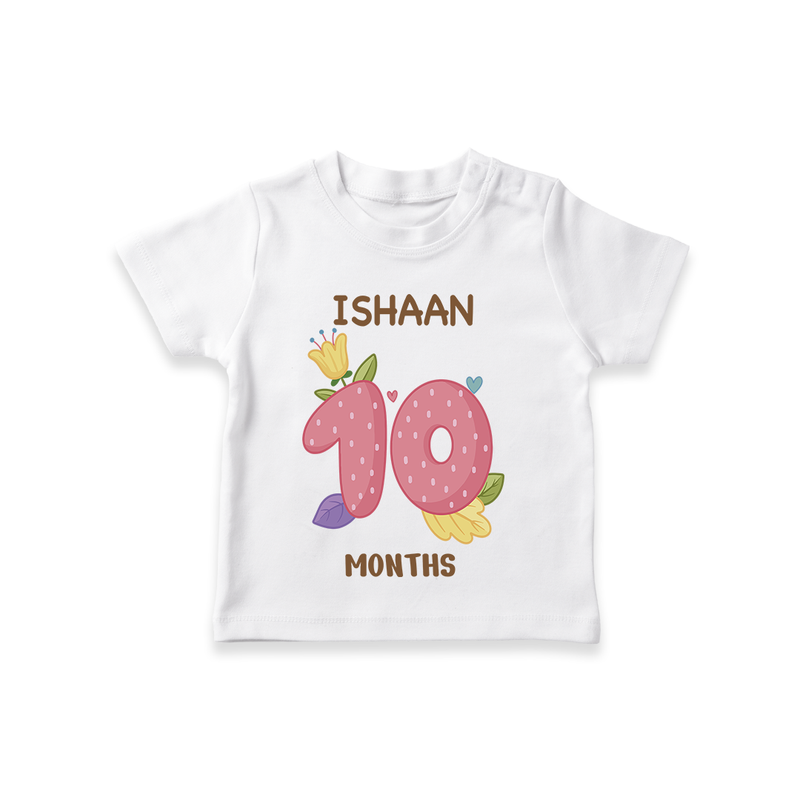 Memorialize your little one's Tenth month with a personalized kids T-shirts - WHITE - 0 - 5 Months Old (Chest 17")