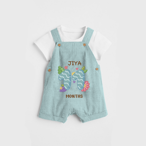 Memorialize your little one's Eleventh month with a personalized Dungaree - ARCTIC BLUE - 0 - 5 Months Old (Chest 17")