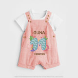 Celebrate Baby's 11th Month | Custom Dungaree Set | Premium Cotton - PEACH - 0 - 5 Months Old (Chest 18")