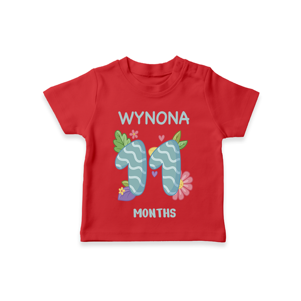Memorialize your little one's Eleventh month with a personalized kids T-shirts - RED - 0 - 5 Months Old (Chest 17")