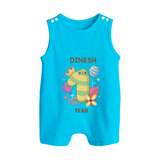 Celebrate Baby's 1st Year | Custom Romper Suit/ Sleeveless Romper | Premium Cotton - SKY BLUE - 0 - 5 Months Old (Chest 18")
