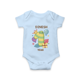 Celebrate Baby's 1 Year | Custom Romper/Onesie | Premium Cotton - BABY BLUE - New Born (Chest 14")