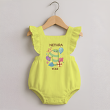 Celebrate Baby's 1st Year | Custom Romper Frock | Premium Cotton - PASTEL YELLOW - 0 - 3 Months Old (Chest 19")