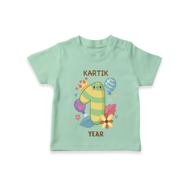 Memorialize your little one's Twelfth month with a personalized kids T-shirts - MINT GREEN - 0 - 5 Months Old (Chest 17")