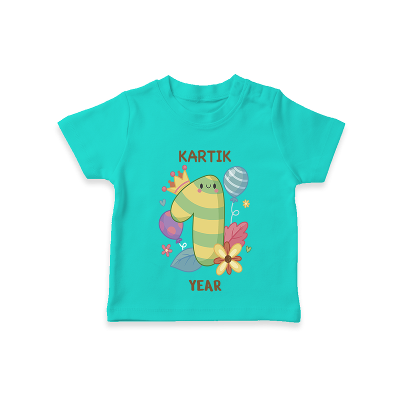 Memorialize your little one's Twelfth month with a personalized kids T-shirts - TEAL - 0 - 5 Months Old (Chest 17")
