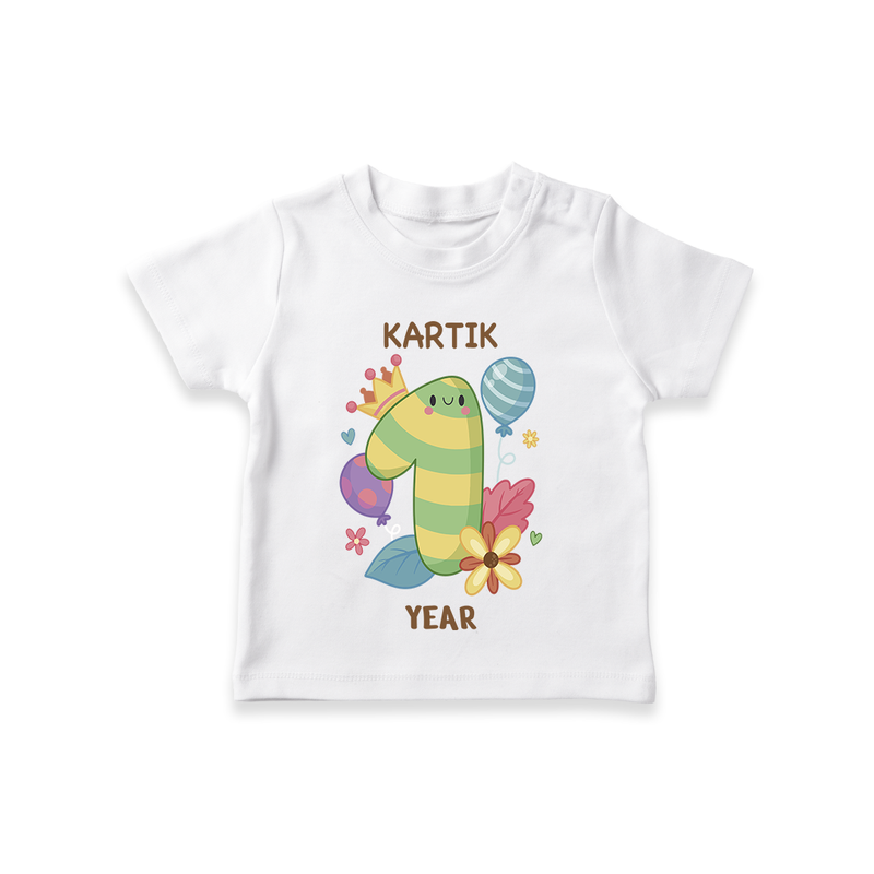 Memorialize your little one's Twelfth month with a personalized kids T-shirts - WHITE - 0 - 5 Months Old (Chest 17")