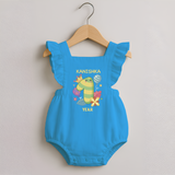 Celebrate Baby's 1st Year | Custom Romper Frock | Premium Cotton - SKY BLUE - 0 - 3 Months Old (Chest 19")