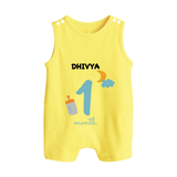 1 Month Old Baby Clothing | Custom Romper Suit/ Sleeveless Romper Design | Ideal for Gifting - PASTEL YELLOW - 0 - 5 Months Old (Chest 18")