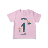 Celebrate The 1st Month Birthday Custom T-Shirt, Personalized with your Baby's name - PINK - 0 - 5 Months Old (Chest 17")