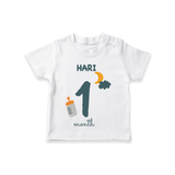 Celebrate The 1st Month Birthday Custom T-Shirt, Personalized with your Baby's name - WHITE - 0 - 5 Months Old (Chest 17")
