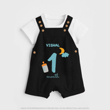 1 Month Old Baby Clothing | Custom Dungaree Set Design | Ideal for Gifting - BLACK - 0 - 5 Months Old (Chest 18")