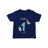 1 Month Old Baby Clothing | Custom T-Shirt Design | Ideal for Gifting - NAVY BLUE - 0-5 Months Old (Chest 17")