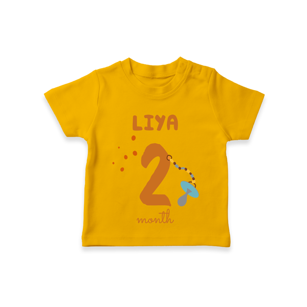 Celebrate The 2nd Month Birthday Custom T-Shirt, Personalized with your Baby's name - CHROME YELLOW - 0 - 5 Months Old (Chest 17")