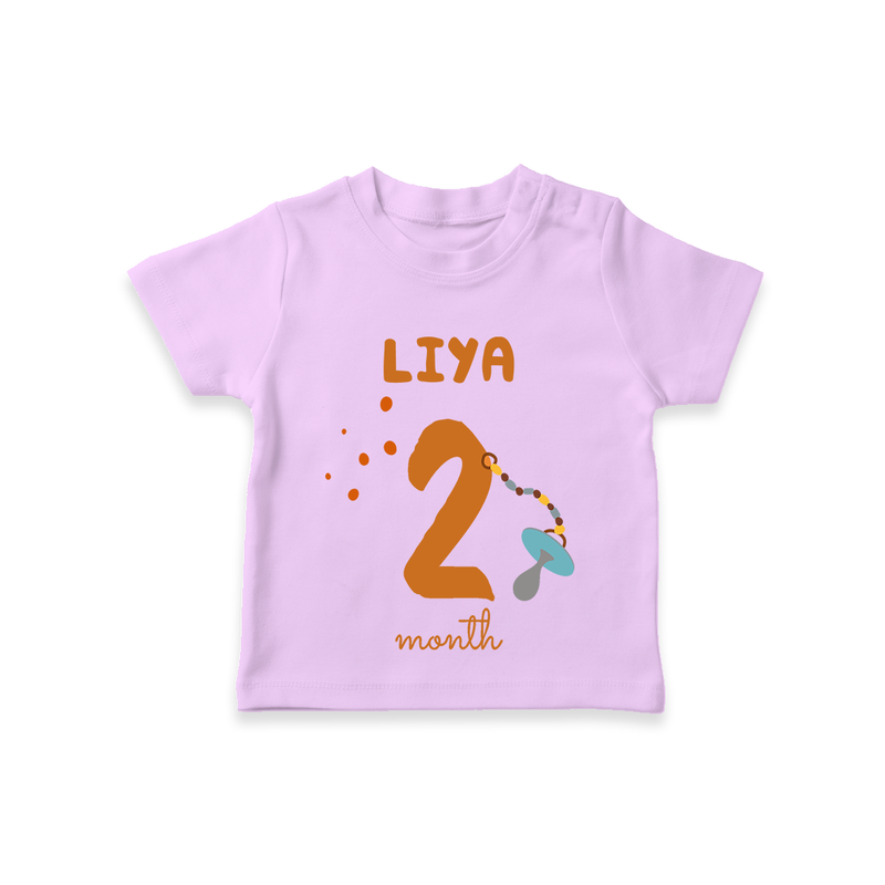 Celebrate The 2nd Month Birthday Custom T-Shirt, Personalized with your Baby's name - LILAC - 0 - 5 Months Old (Chest 17")