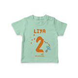 Celebrate The 2nd Month Birthday Custom T-Shirt, Personalized with your Baby's name - MINT GREEN - 0 - 5 Months Old (Chest 17")