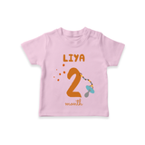 Celebrate The 2nd Month Birthday Custom T-Shirt, Personalized with your Baby's name - PINK - 0 - 5 Months Old (Chest 17")