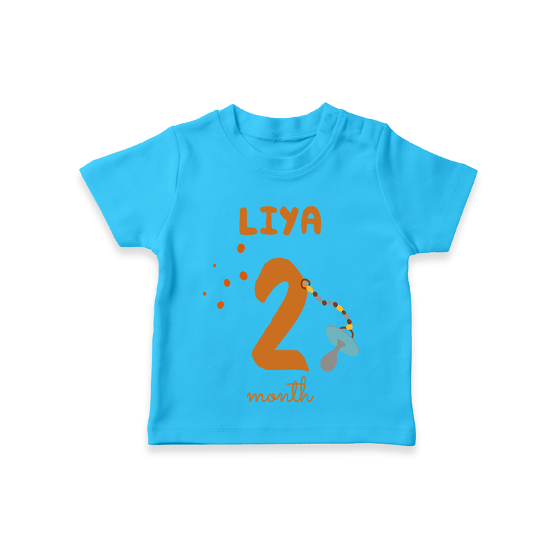 Celebrate The 2nd Month Birthday Custom T-Shirt, Personalized with your Baby's name - SKY BLUE - 0 - 5 Months Old (Chest 17")