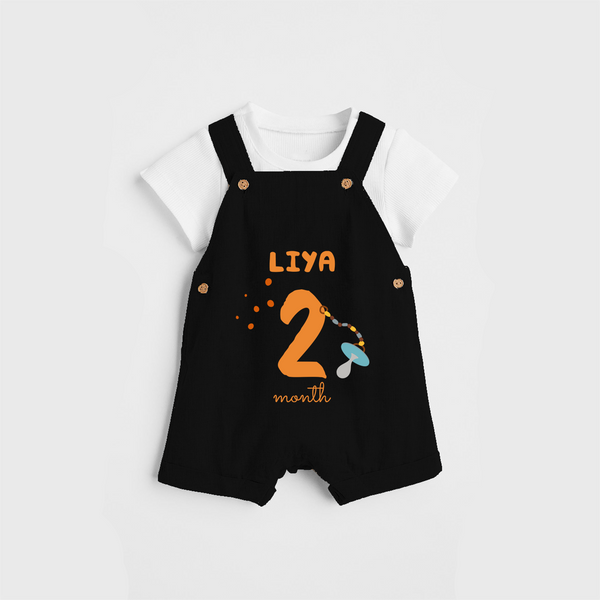 Celebrate The 2nd Month Birthday Custom Dungaree, Personalized with your Baby's name - BLACK - 0 - 5 Months Old (Chest 17")