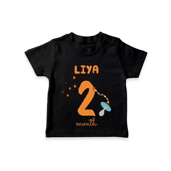 Celebrate The 2nd Month Birthday Custom T-Shirt, Personalized with your Baby's name - BLACK - 0 - 5 Months Old (Chest 17")