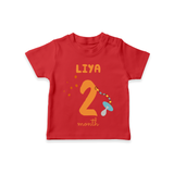 Celebrate The 2nd Month Birthday Custom T-Shirt, Personalized with your Baby's name - RED - 0 - 5 Months Old (Chest 17")