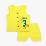 Celebrate The 3rd Month Birthday Custom Jabla set, Personalized with your Baby's name - YELLOW - 0 - 3 Months Old (Chest 9.8")
