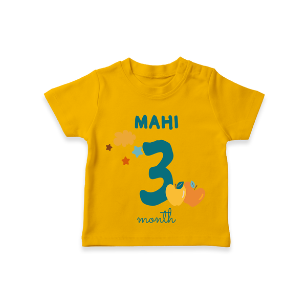 Celebrate The 3rd Month Birthday Custom T-Shirt, Personalized with your Baby's name - CHROME YELLOW - 0 - 5 Months Old (Chest 17")