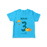 Celebrate The 3rd Month Birthday Custom T-Shirt, Personalized with your Baby's name - SKY BLUE - 0 - 5 Months Old (Chest 17")
