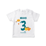 Celebrate The 3rd Month Birthday Custom T-Shirt, Personalized with your Baby's name - WHITE - 0 - 5 Months Old (Chest 17")