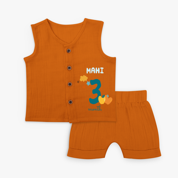 Celebrate The 3rd Month Birthday Custom Jabla set, Personalized with your Baby's name - COPPER - 0 - 3 Months Old (Chest 9.8")