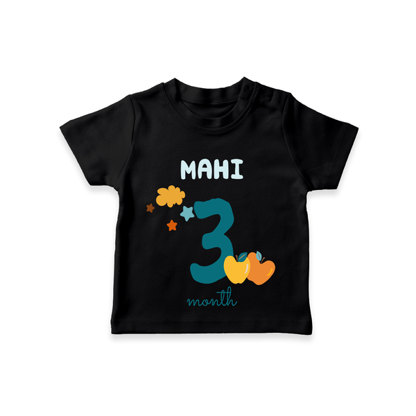 Celebrate The 3rd Month Birthday Custom T-Shirt, Personalized with your Baby's name - BLACK - 0 - 5 Months Old (Chest 17")