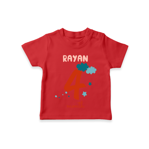 Celebrate The 4th Month Birthday Custom T-Shirt, Personalized with your Baby's name - RED - 0 - 5 Months Old (Chest 17")