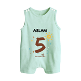 5 Month Old Baby Clothing | Custom Romper Suit/ Sleeveless Romper Design | Ideal for Gifting - MINT GREEN - 0 - 5 Months Old (Chest 18")