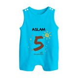 5 Month Old Baby Clothing | Custom Romper Suit/ Sleeveless Romper Design | Ideal for Gifting - SKY BLUE - 0 - 5 Months Old (Chest 18")
