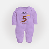 5 Month Old Baby Clothing | Custom Full Sleeve Bodysuit/ Sleep Suit/ Jumpsuit Design | Ideal for Gifting - LILAC - New Born (Chest 7.5")