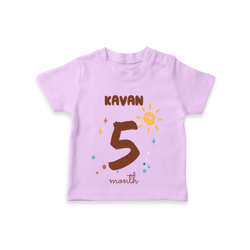 Celebrate The 5th Month Birthday Custom T-Shirt, Personalized with your Baby's name - LILAC - 0 - 5 Months Old (Chest 17")