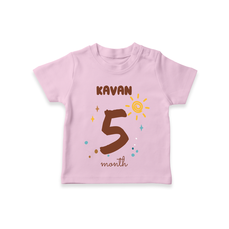 Celebrate The 5th Month Birthday Custom T-Shirt, Personalized with your Baby's name - PINK - 0 - 5 Months Old (Chest 17")