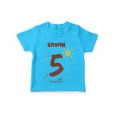 Celebrate The 5th Month Birthday Custom T-Shirt, Personalized with your Baby's name - SKY BLUE - 0 - 5 Months Old (Chest 17")