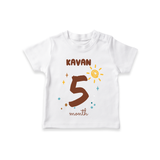 Celebrate The 5th Month Birthday Custom T-Shirt, Personalized with your Baby's name - WHITE - 0 - 5 Months Old (Chest 17")