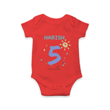 5 Month Old Baby Clothing | Custom Romper/Onesie Design | Ideal for Gifting - RED - New Born (Chest 14")
