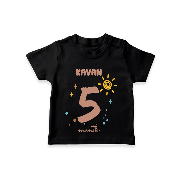 Celebrate The 5th Month Birthday Custom T-Shirt, Personalized with your Baby's name - BLACK - 0 - 5 Months Old (Chest 17")