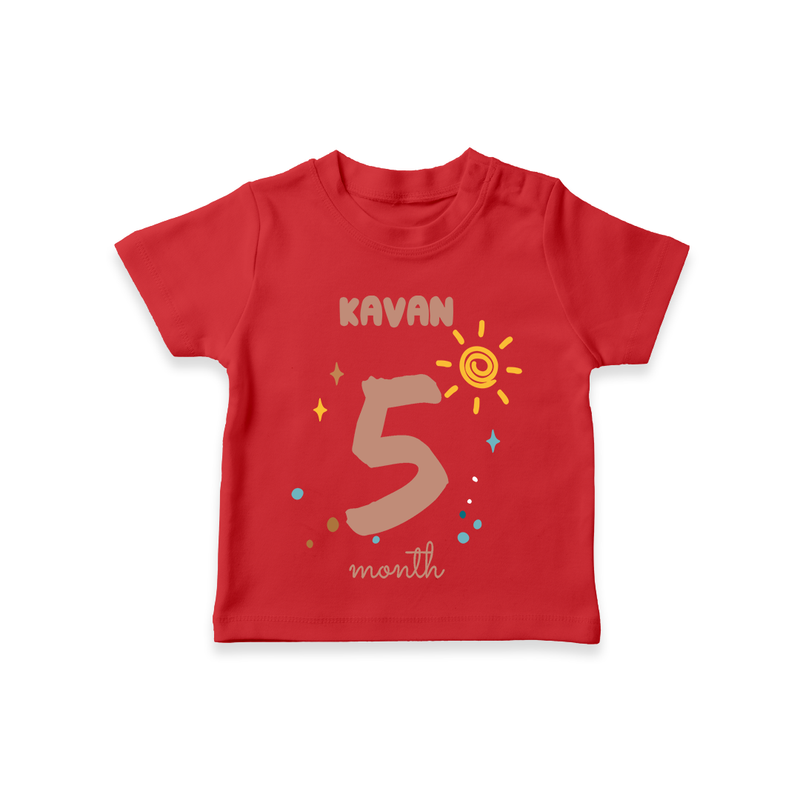 Celebrate The 5th Month Birthday Custom T-Shirt, Personalized with your Baby's name - RED - 0 - 5 Months Old (Chest 17")