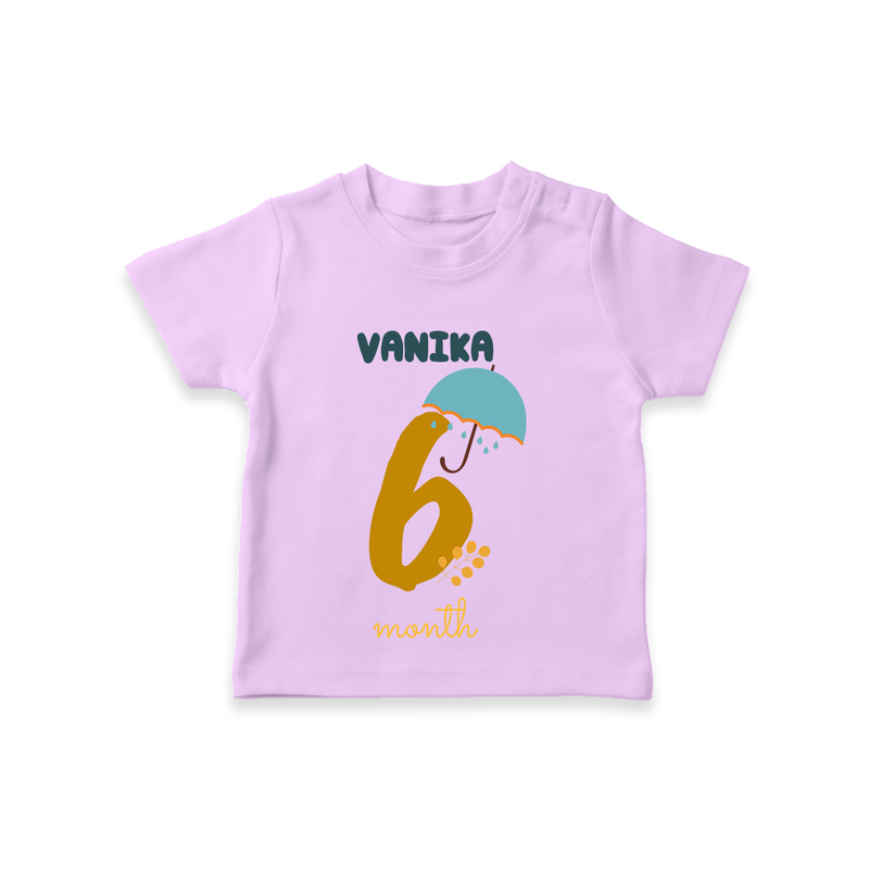 Celebrate The 6th Month Birthday Custom T-Shirt, Personalized with your Baby's name - LILAC - 0 - 5 Months Old (Chest 17")