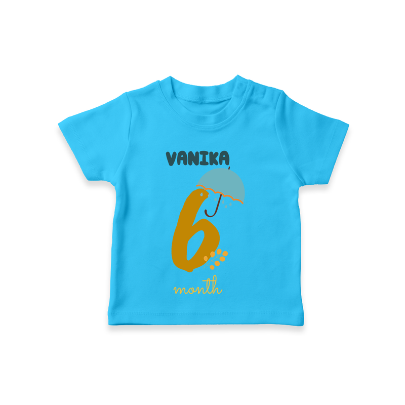 Celebrate The 6th Month Birthday Custom T-Shirt, Personalized with your Baby's name - SKY BLUE - 0 - 5 Months Old (Chest 17")