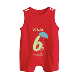 6 Month Old Baby Clothing | Custom Romper Suit/ Sleeveless Romper Design | Ideal for Gifting - RED - 0 - 5 Months Old (Chest 18")
