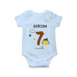 7 Month Old Baby Clothing | Custom Romper/Onesie Design | Ideal for Gifting - BABY BLUE - New Born (Chest 14")