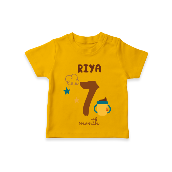 Celebrate The 7th Month Birthday Custom T-Shirt, Personalized with your Baby's name - CHROME YELLOW - 0 - 5 Months Old (Chest 17")